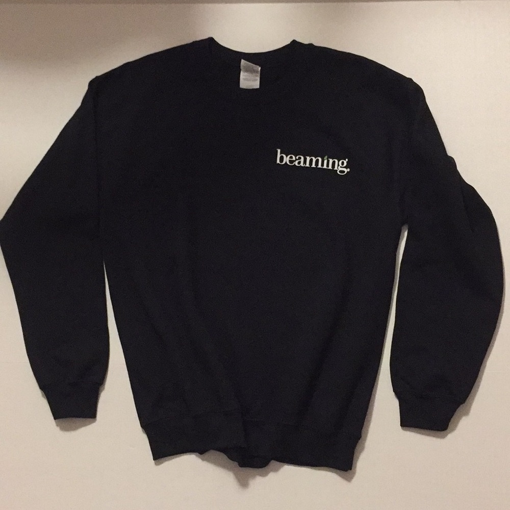 SWEATSHIRT NEW GILDAN back to school 'Beaming' logo black warm fall travel - Picture 4 of 14